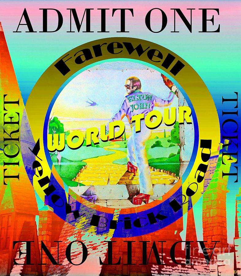 Farewell Yellow Brick Road World Tour t shirt design A Mixed Media by David Lee Thompson