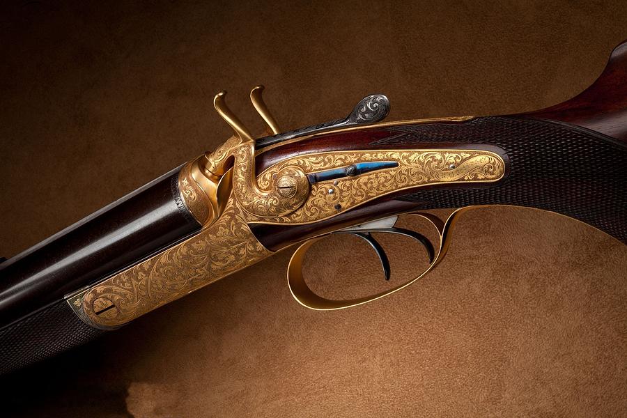Fascinating Decorated Engraved Shotgun Rifle High Resolution Photograph