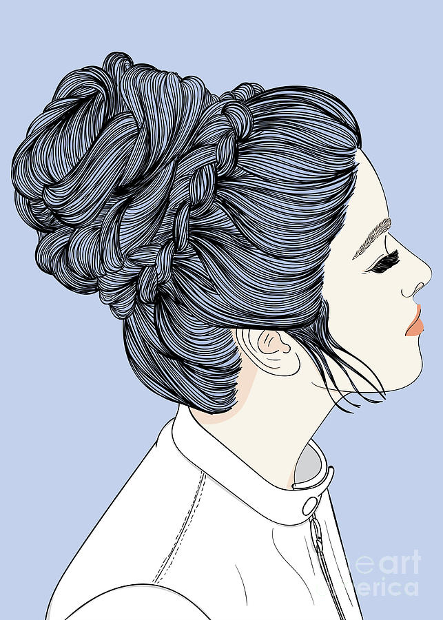 Fashion Girl Feeling Refreshed - Line Art Graphic Illustration Artwork Digital Art by Sambel Pedes