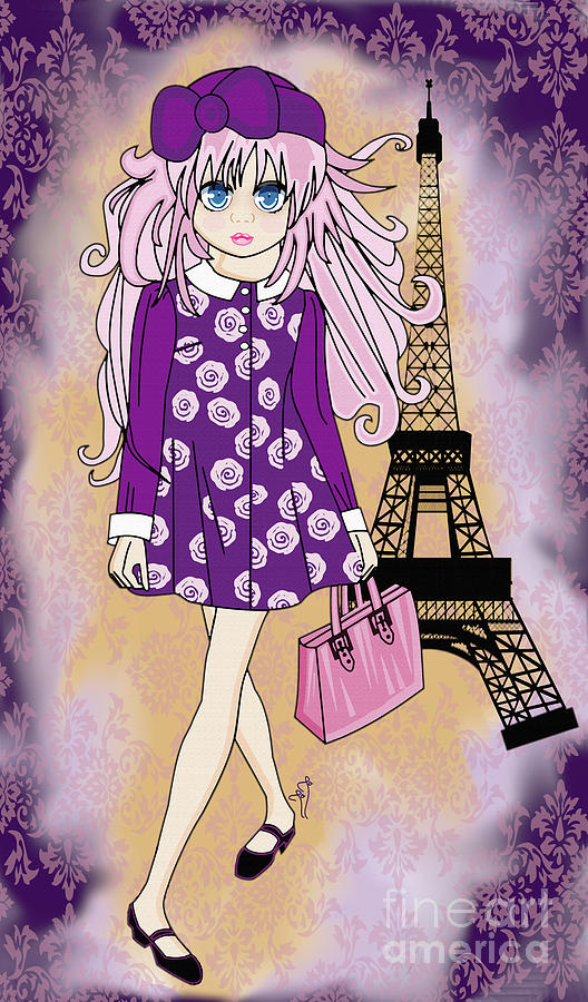 Fashion Girl In Paris Drawing By Maria Mata