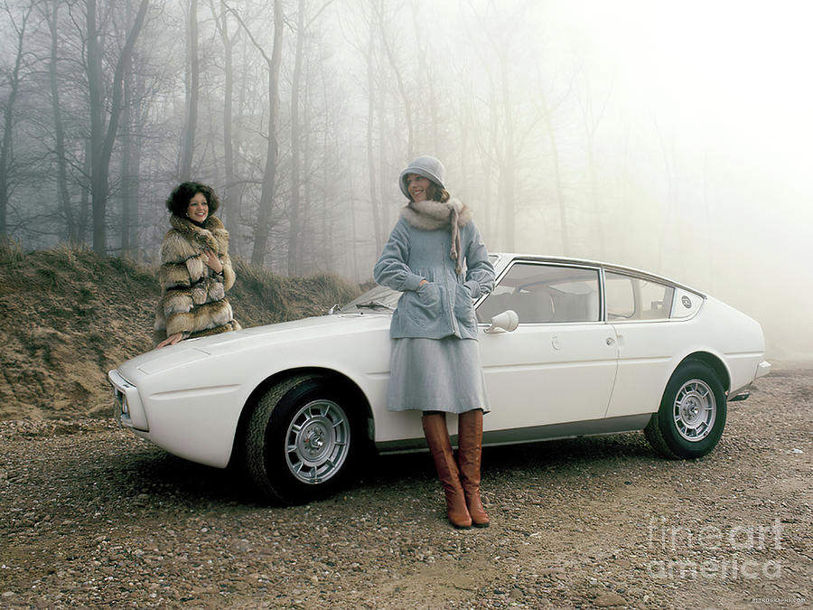 Fashion Models with 1976 Matra Simca Bagheera  Photograph by Retrographs
