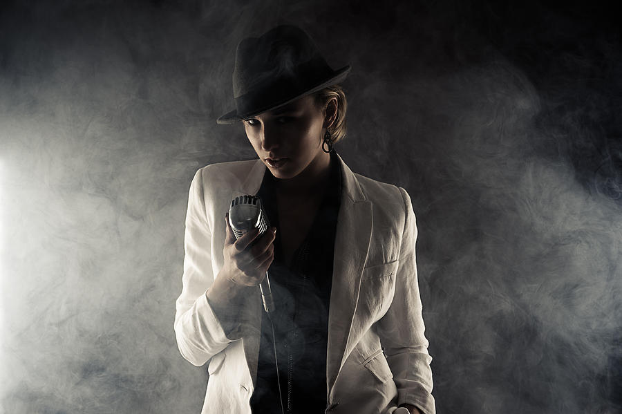 Fashion Woman With Retro Microphone In Smoke Photograph by sUs_angel
