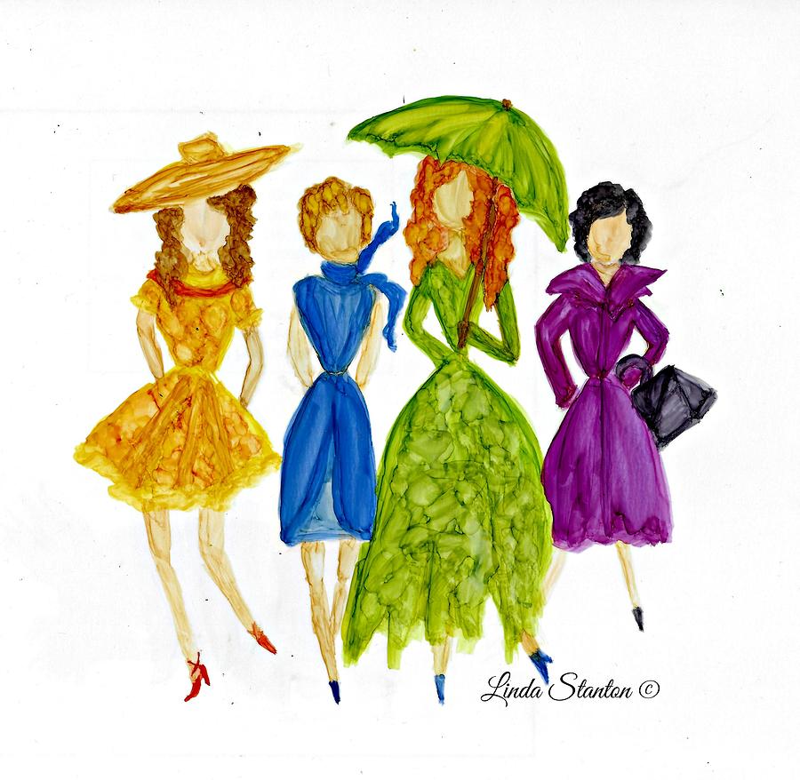 Fashionista Four Painting by Linda Stanton