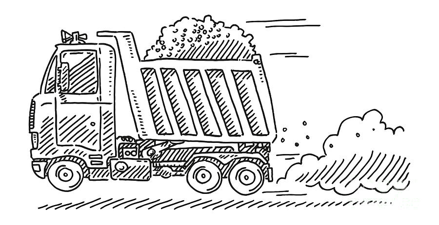 Fast Dumpster Truck Drawing Drawing by Frank Ramspott - Fine Art America