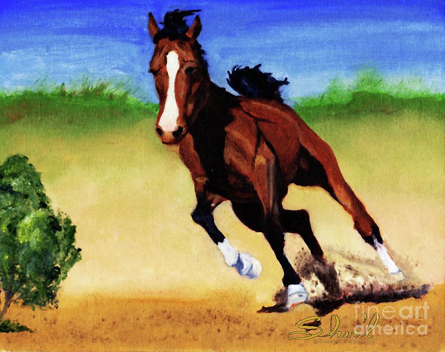 Fast Horse Painting by Sherril Porter