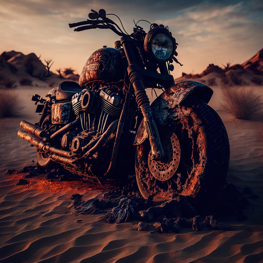 Motorcycle Digital Art - Fat Boy Burned by iTCHY