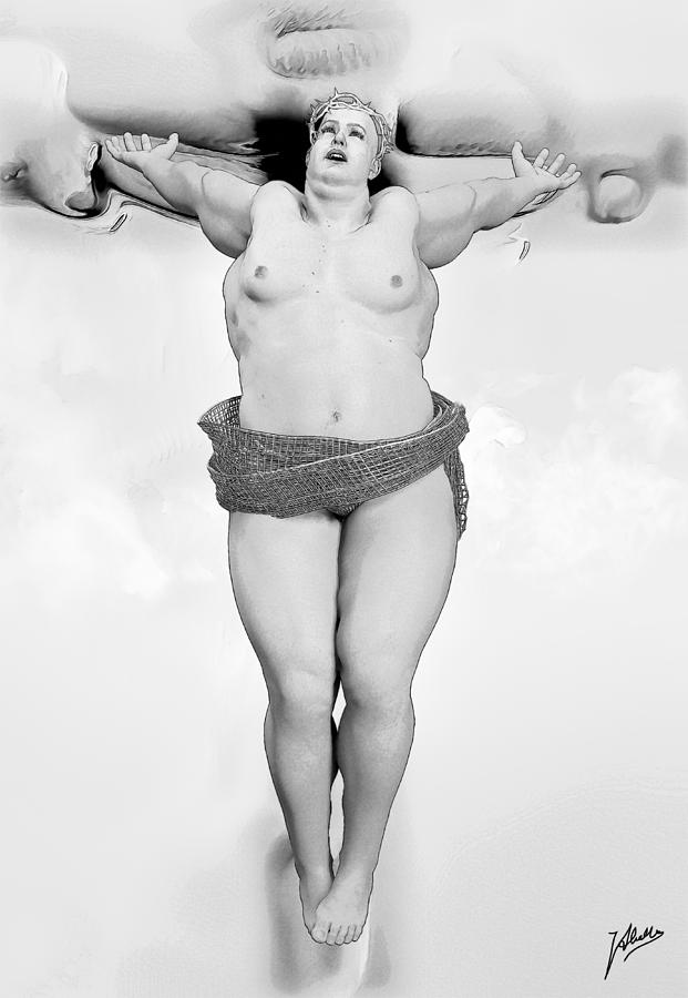 Nude Digital Art - Fat Christ by Quim Abella