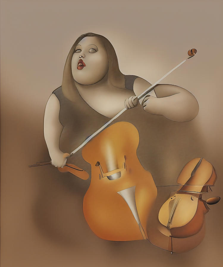 Fat Lady Playing Cello #2 Digital Art by Micah Offman