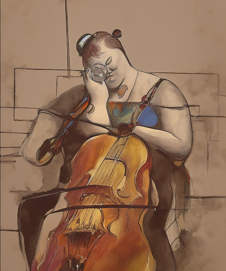 Fat Lady Playing Cello #4 Digital Art by Micah Offman