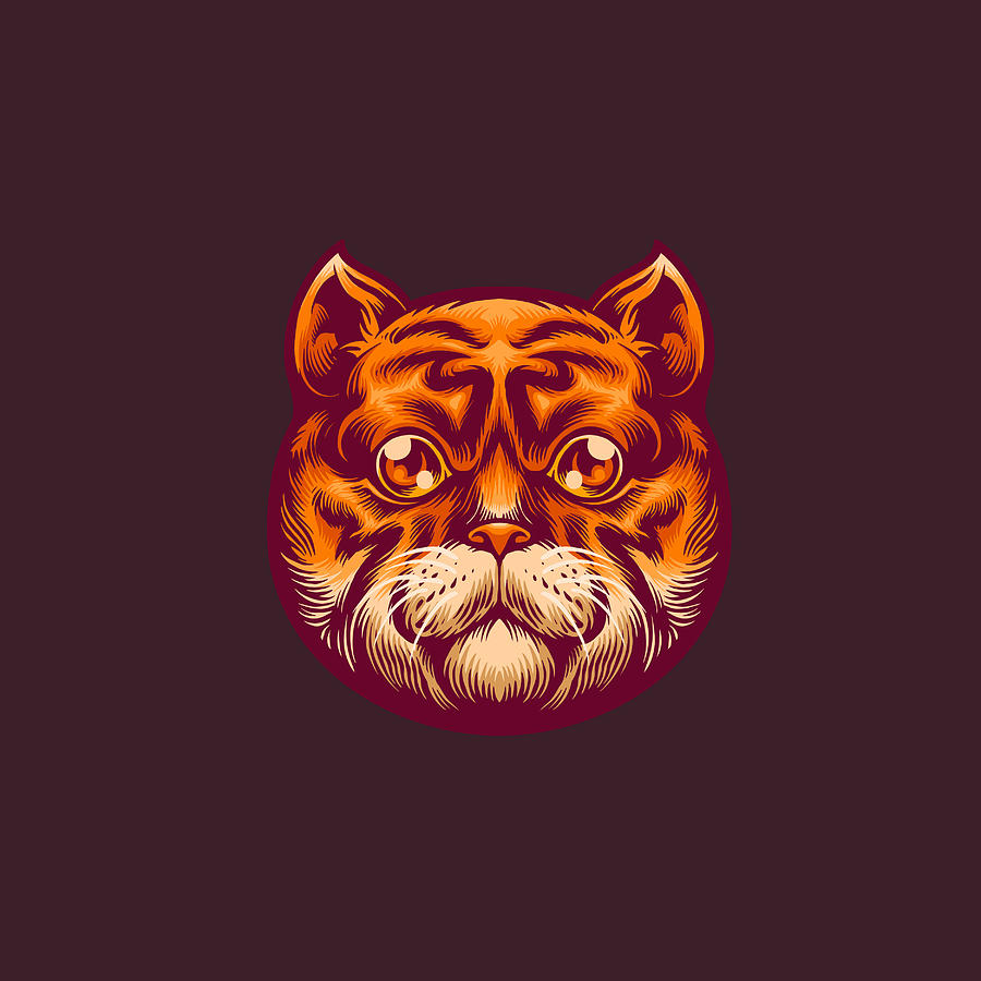 Fat Round Orange Cat Face Digital Art by Sambel Pedes