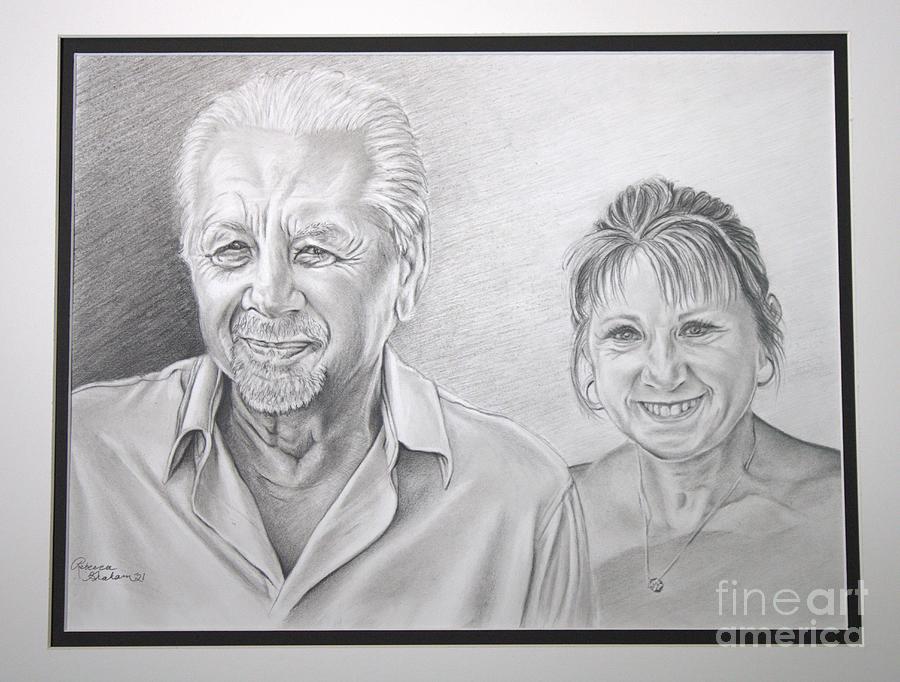 Father and Daughter Portrait- 2021 Drawing by Rebecca Graham - Fine Art ...