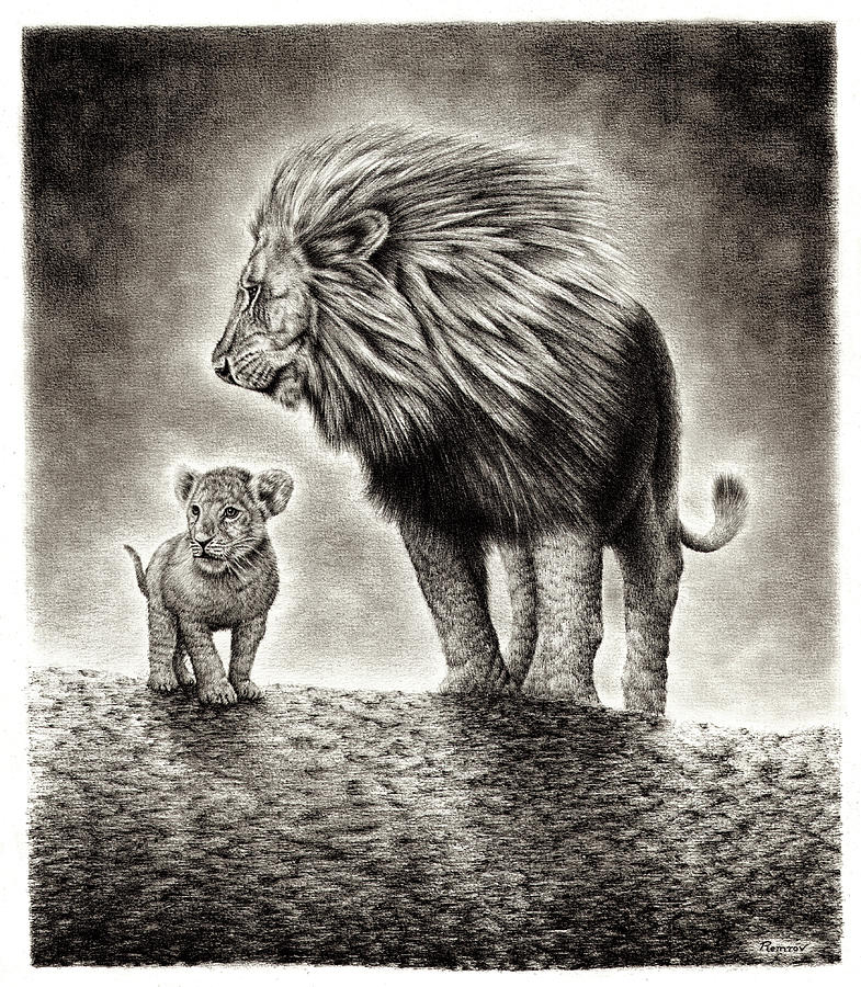 Father and Son Drawing by Casey Remrov Vormer