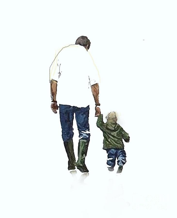Father and son walk  Painting by Vesna Antic