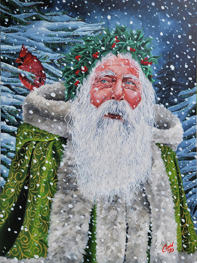 Father Christmas Painting by Shawn Conn