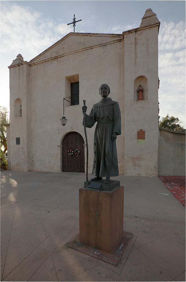 Father Junipero Serra Statue At San Gabriel Mission In California Photograph