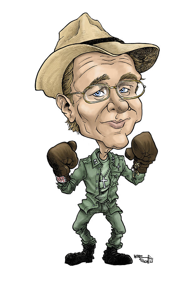 Father Mulcahy in color Drawing by Mike Scott