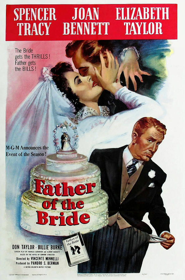 Father of the Bride, with Spencer Tracy and Elizabeth Taylor, 1950 Mixed Media by Movie World Posters