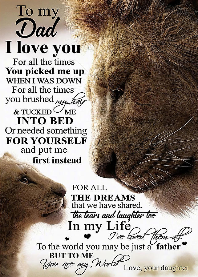 Father POSTER TO MY DAD LION Digital Art by Gambrel Temple - Pixels