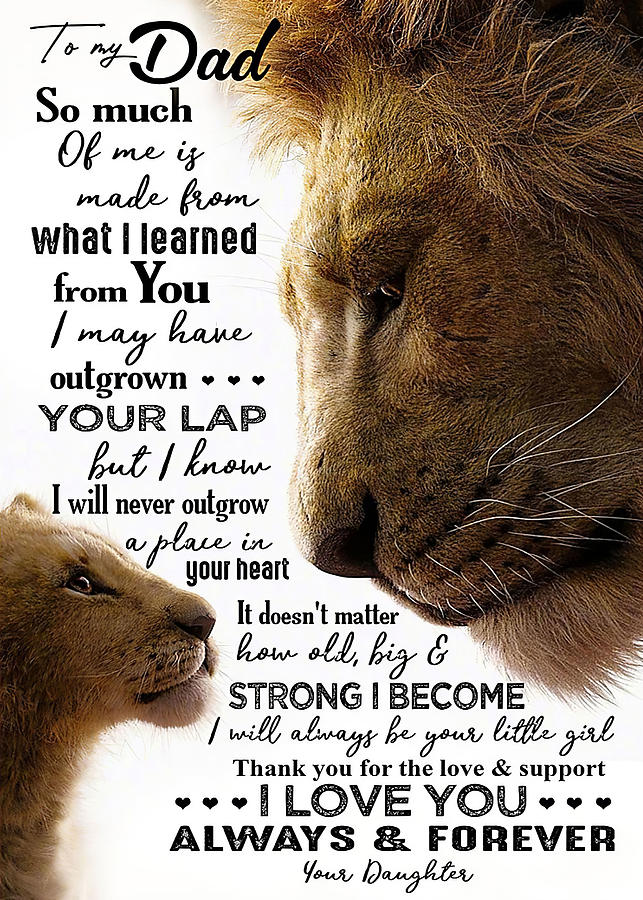 Father POSTER TO MY FATHER LION SO MUCH OF ME Digital Art by Gambrel ...