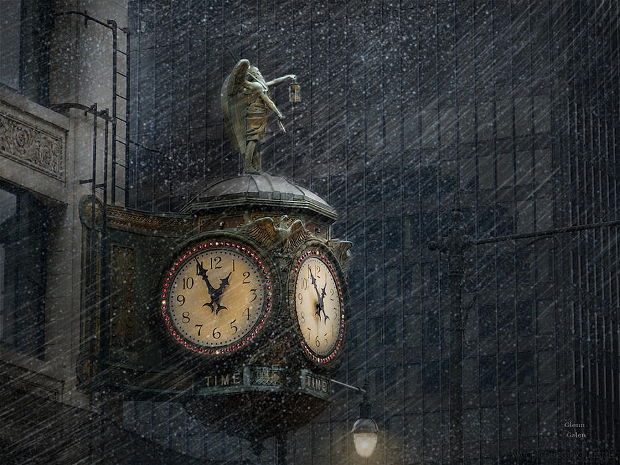 Chicago Digital Art - Father Time - Jewelers Building - Chicago by Glenn Galen