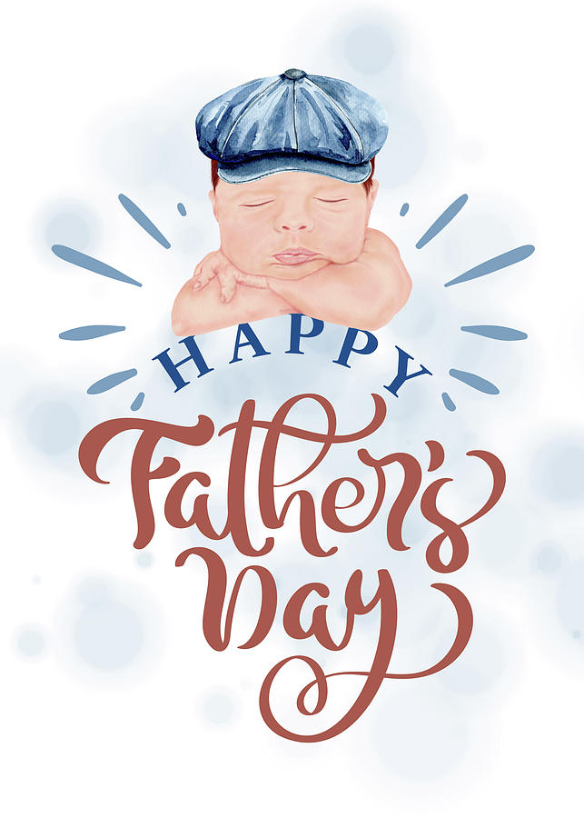 Fathers Day Baby Boy in Blue Cap Digital Art by Doreen Erhardt