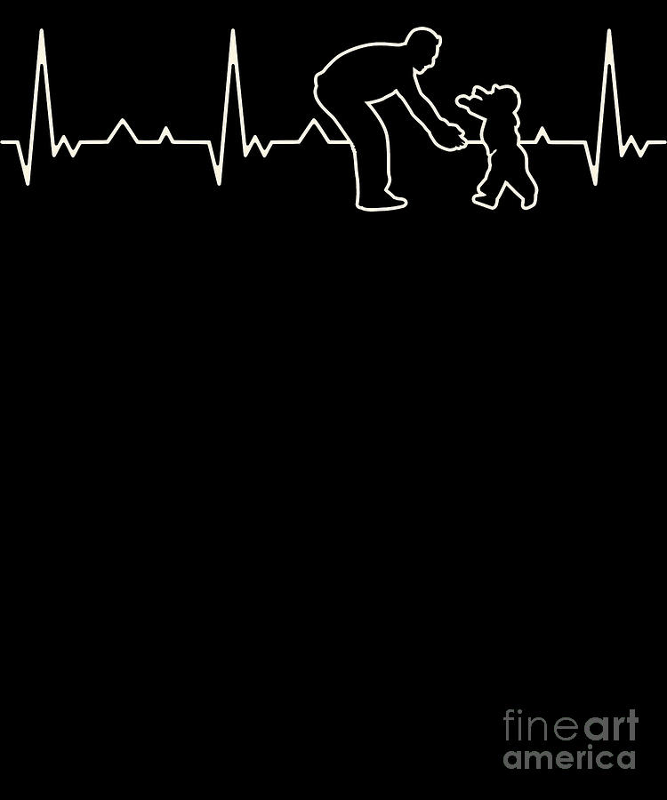 Cool Digital Art - Fathers Day Playing With Toddler Heart Love EKG Pulse Beat by Megan Miller
