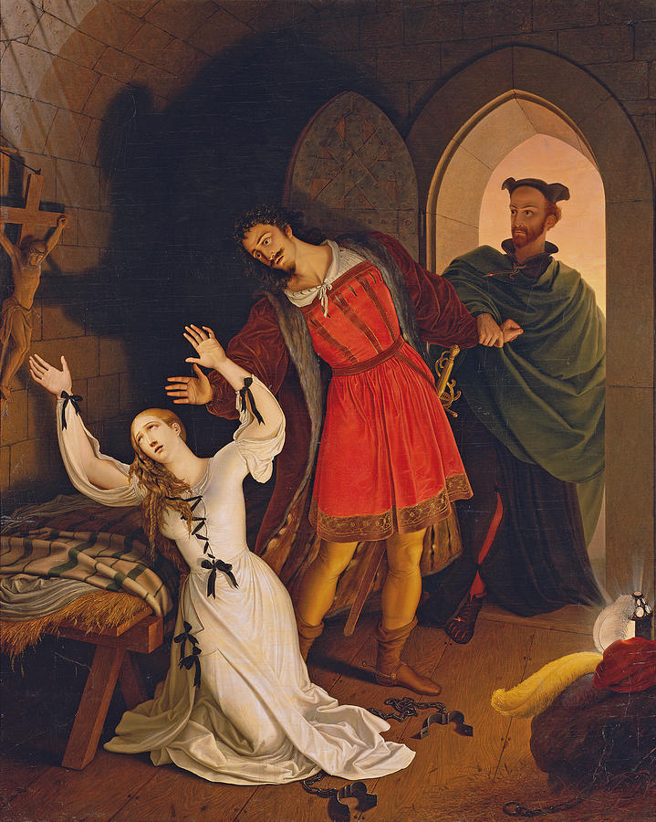 Faust and Gretchen in the dungeon Painting by Ludwig Ferdinand Schnorr ...