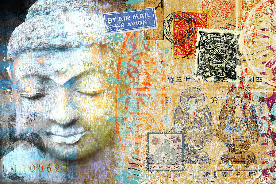 Faux Poste Serene Buddha Mixed Media by Carol Leigh