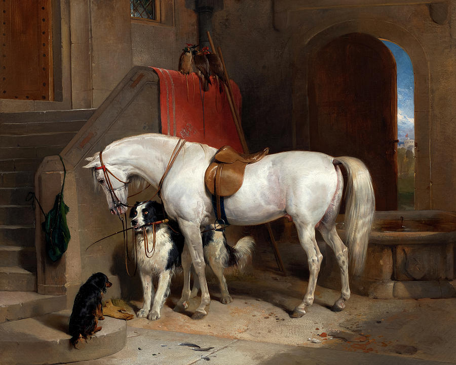 Edwin Landseer Painting - Favourites, the Property of H.R.H. Prince George of Cambridge, 1835 by Sir Edwin Landseer