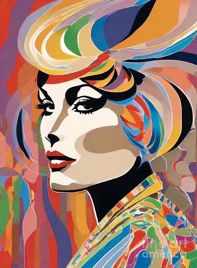 Faye Dunaway abstract portrait Digital Art by Movie World Posters