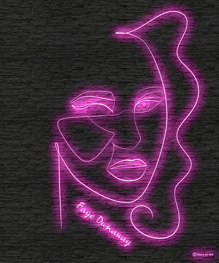 Faye Dunaway neon portrait Digital Art by Movie World Posters