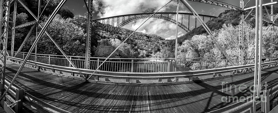 Fayette Station Bridge Panorama Black And White Photograph