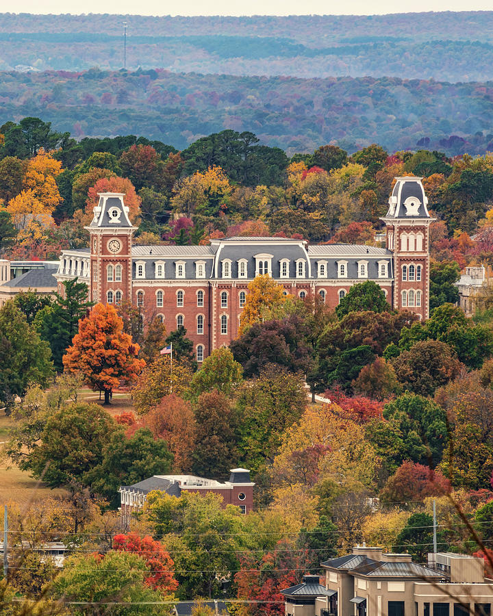 Fayetteville Arkansas Photograph - Old Main Serenade - A Fall Tapestry in Fayetteville by Gregory Ballos