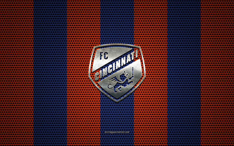 FC Cincinnati logo American soccer club metal emblem orange-blue metal ...