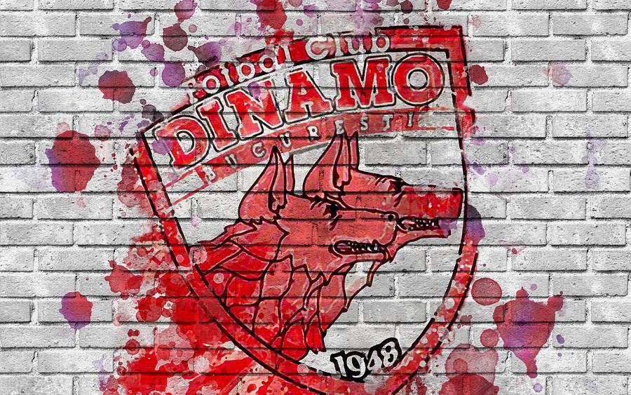 FC Dinamo Bucuresti Paint Art Logo Romanian Football Team Liga 1 Style