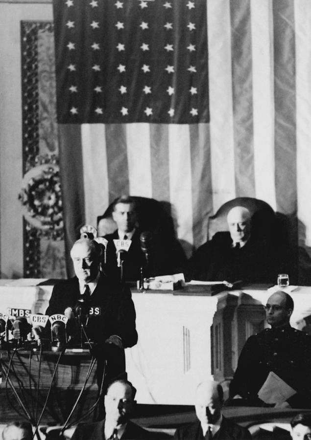 FDR Asking Congress To Declare War On Japan - December 8, 1941 Photograph by War Is Hell Store