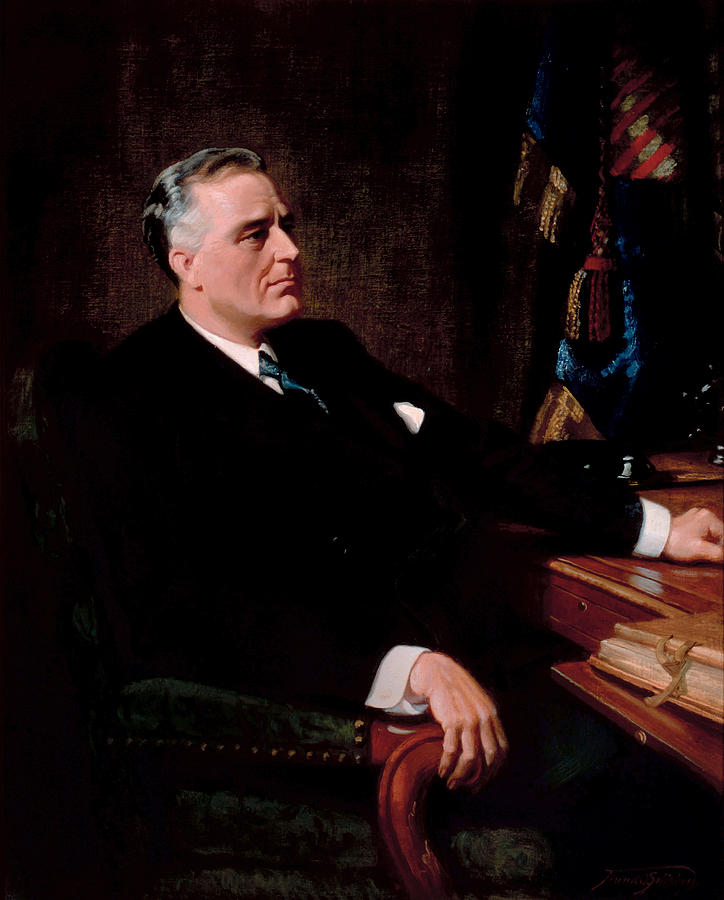 Franklin Roosevelt Painting - FDR Official Portrait  by War Is Hell Store