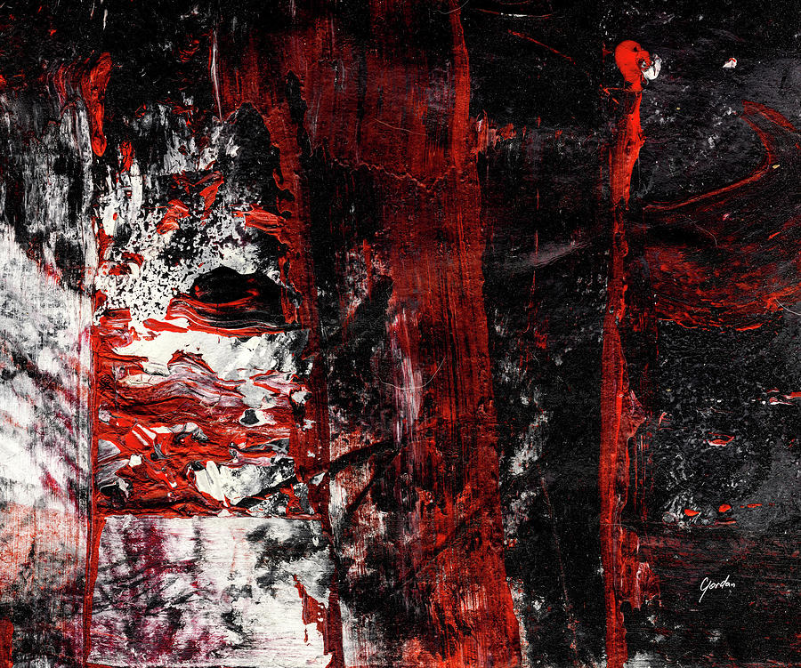 Fear - Black White And Red Grunge Abstract Painting Painting by Modern Abstract