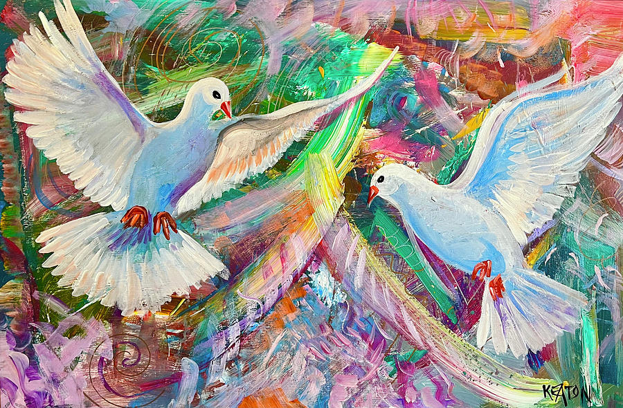 Dove Painting - Fearless and Free by John Keaton