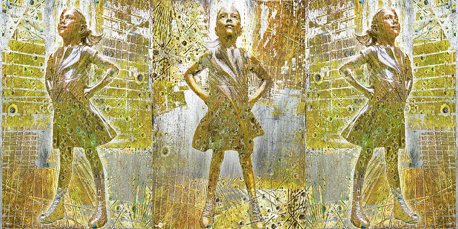 Fearless Girl Future Is Female 3 Angles Painting by Tony Rubino
