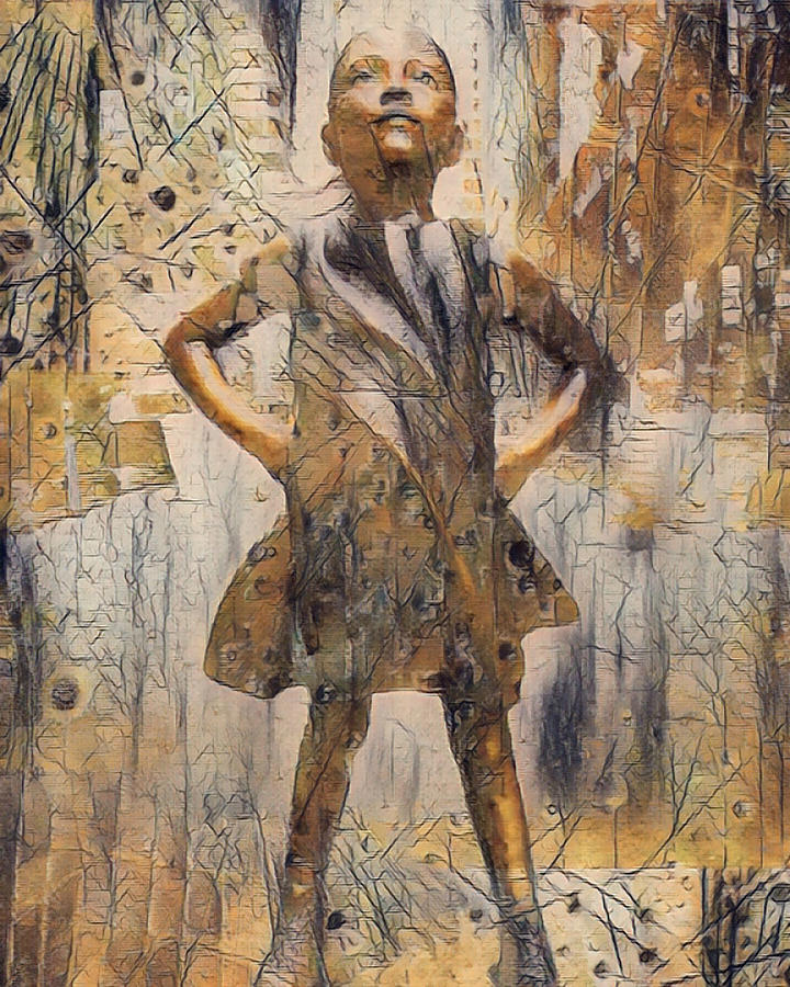 Fearless Girl Future Is Female Painting 2 Painting by Tony Rubino