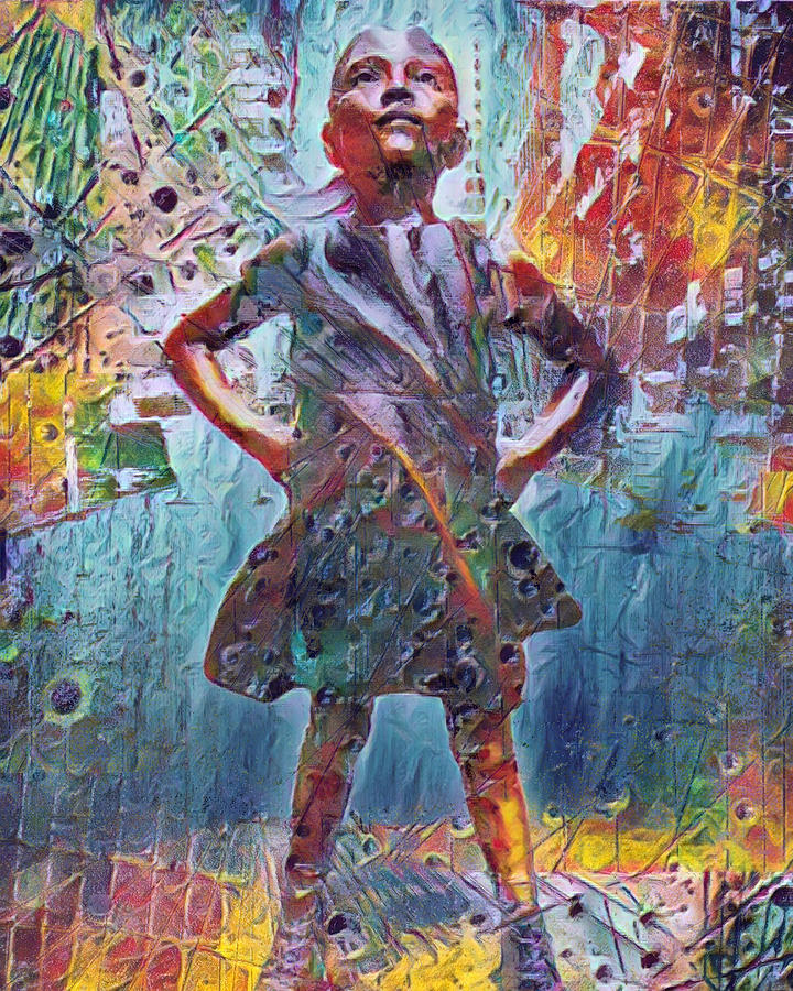 Fearless Girl Future Is Female Painting 3 Painting by Tony Rubino