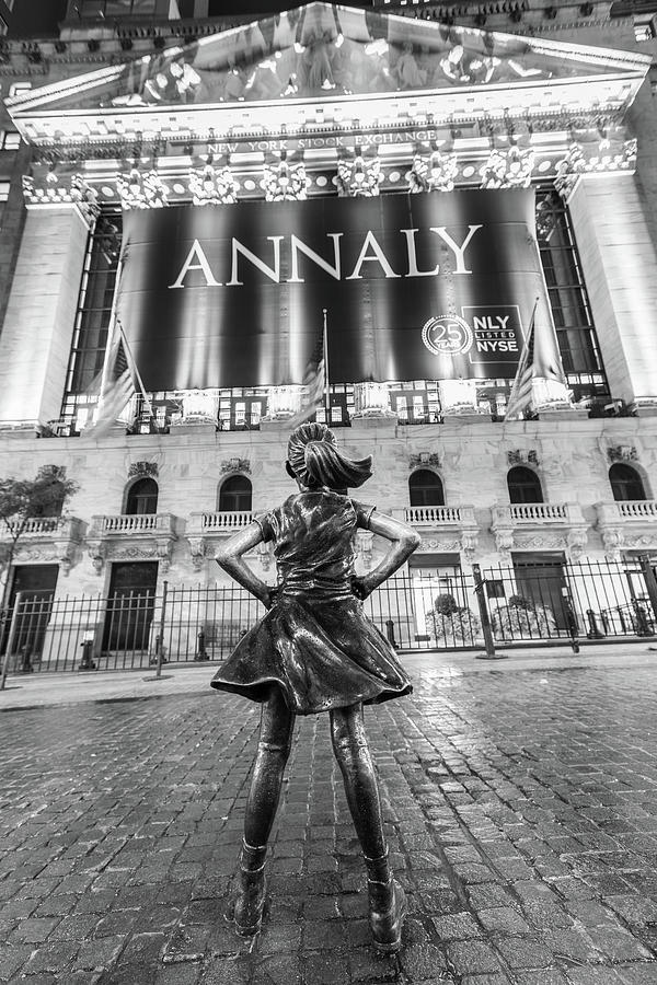 Fearless Girl on Wall Street at Night New York City Photograph by John McGraw