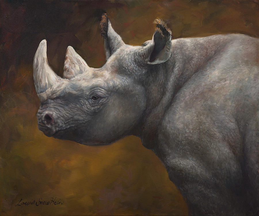 White Rhino Painting - Fearless by Laurie Snow Hein