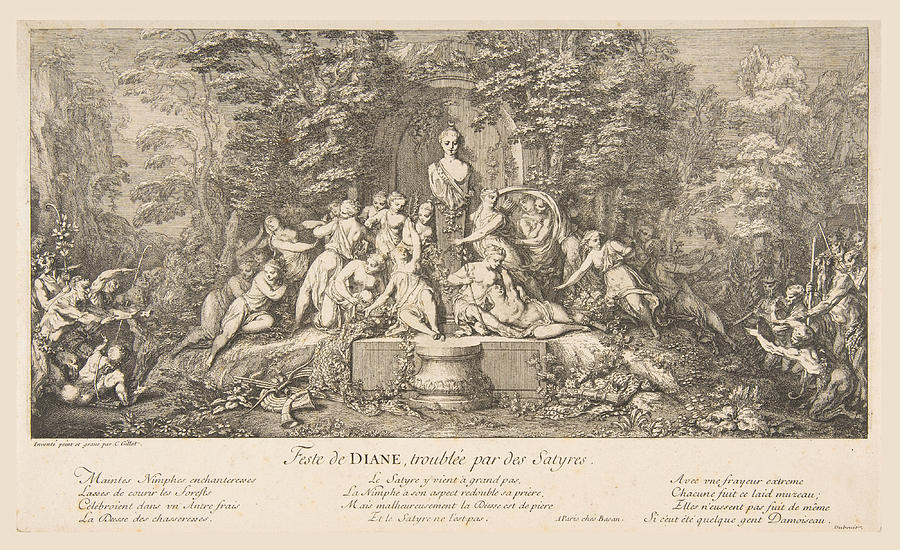 Feast of Diana Drawing by Claude Gillot