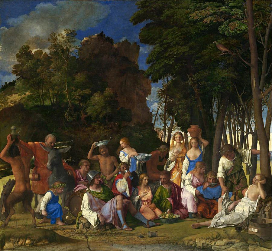Titian Painting - Feast of the Gods  by Titian  Giovanni Bellini