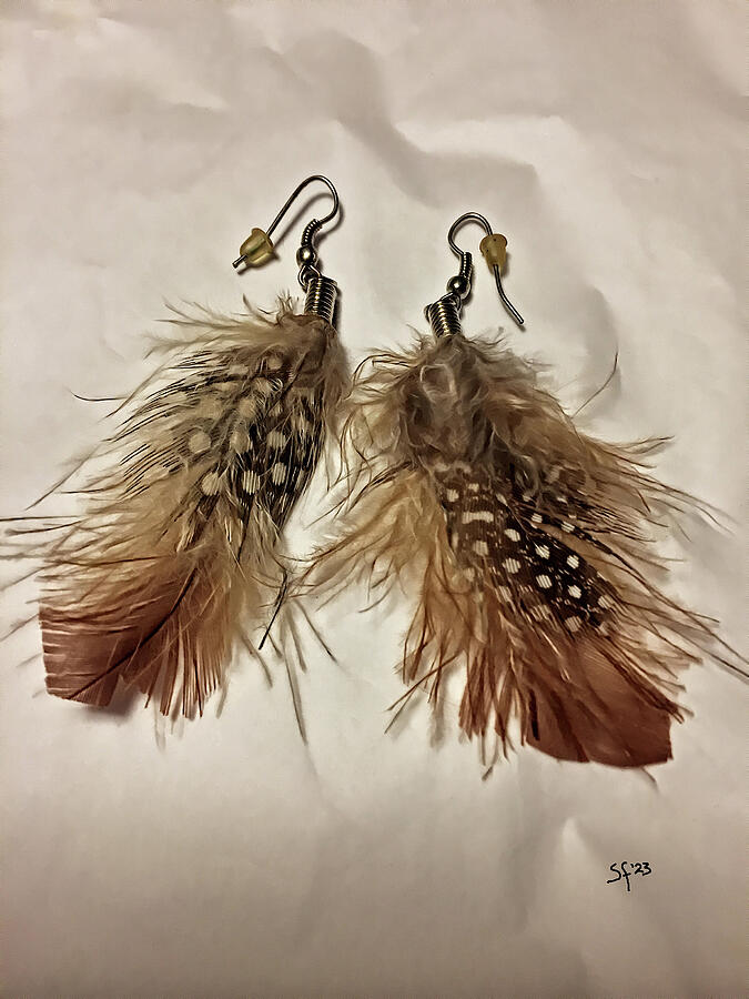 Feather Earrings  Mixed Media by Shelli Fitzpatrick
