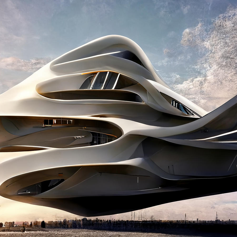 Feather Like Pasta Building Zaha Hadid Future 4K Render High Resolution ...