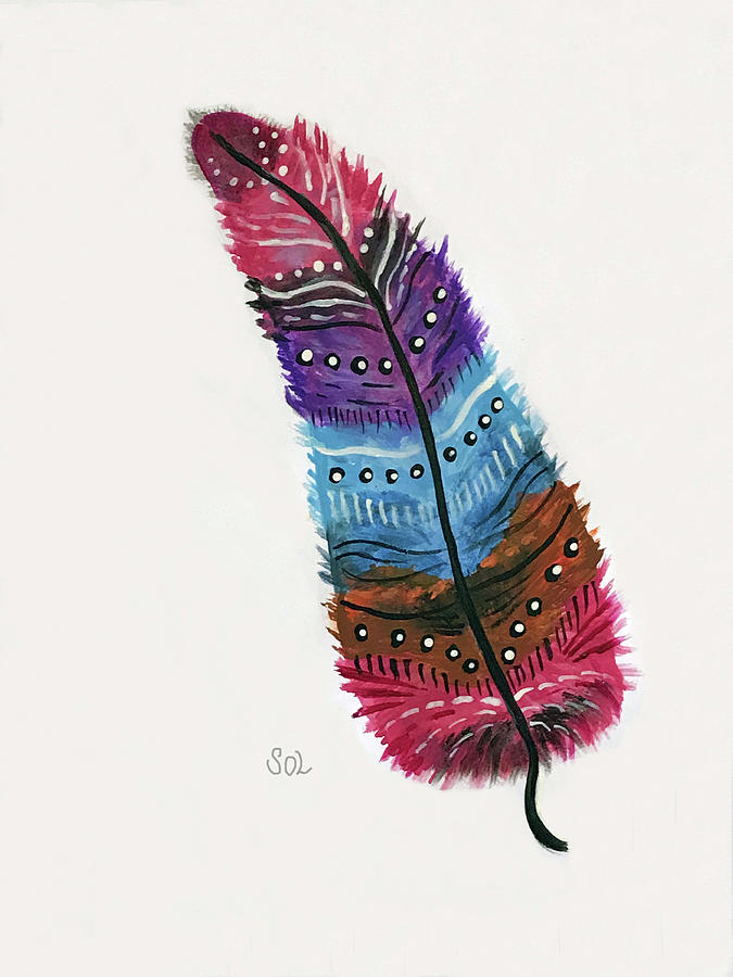 Feather Painted Painting by Sandi OReilly