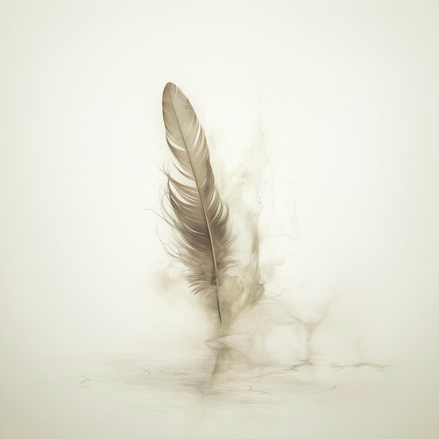 Feather Touching a Water Splash Digital Art by Yo Pedro